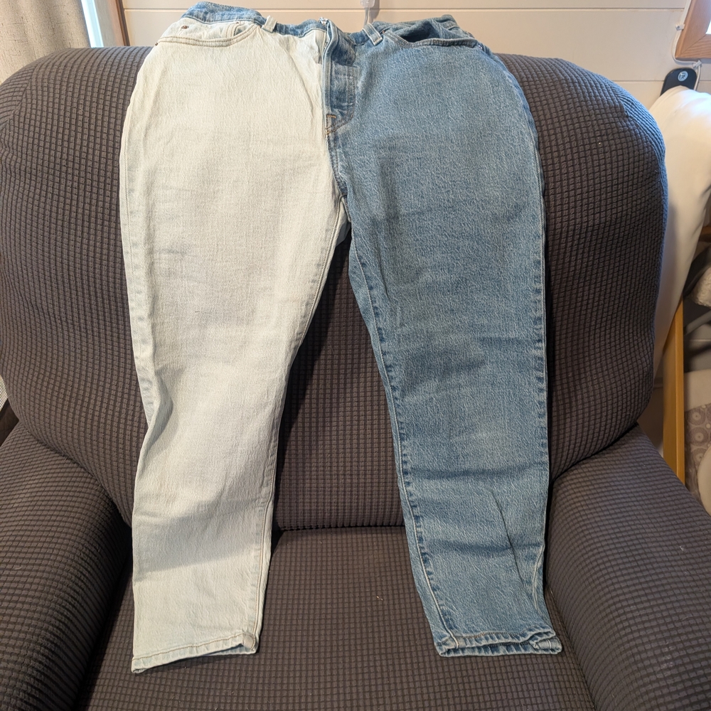 Two-Tone Denim Jeans